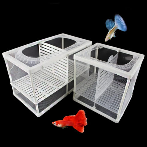 2 Pcs Aquarium Hatchery Net, Nylon Mesh Fish Fry Isolation Box with Breeder Box Separation Net