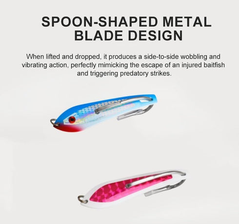Cuoyuqie 2pcs 5.0# Stainless Steel Single Hook Jig Lure UV Glow Spoon-Shaped Saltwater Fishing Jigging Lure