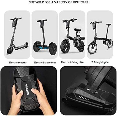 WILD MAN Hard Shell Waterproof Storage Bag for Scooters, Folding Bike (2L)