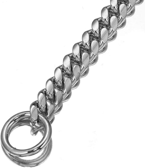 Heavy Duty Pet Collar, Wide 12/15/18mm Silver Dog Chain, Strong Stainless Steel Metal Chain for Shepherd, Labrador,