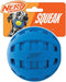 Nerf Dog Blue Rubber Ball Toy with Checkered Squeaker, Lightweight, Durable, Water Resistant, 4 Inch Diameter, Single
