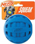 Nerf Dog Blue Rubber Ball Toy with Checkered Squeaker, Lightweight, Durable, Water Resistant, 4 Inch Diameter, Single