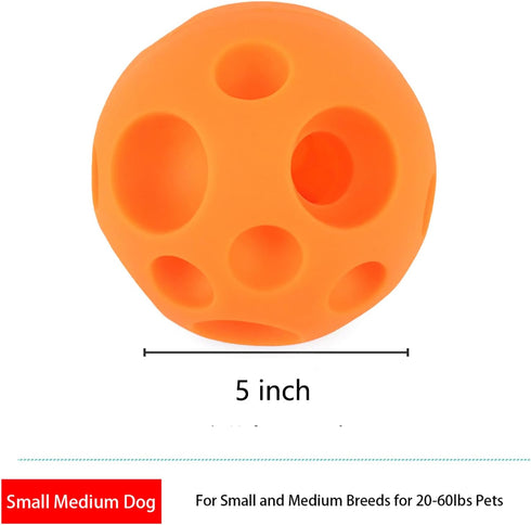 Dog Toy Balls, 5 Inch Treat Dispenser, Interactive Dog Toy for Food Dispensing, Chew Toys Ball for Large Medium Dogs (Orange)