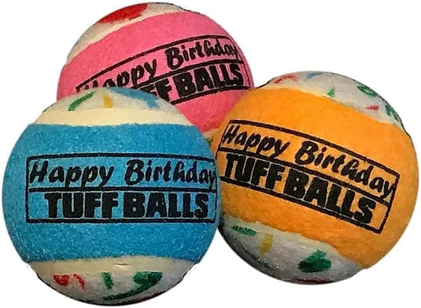 PetSport 55870009: Tuff Ball Happy Birthday Balls Dog toy, 3Pk