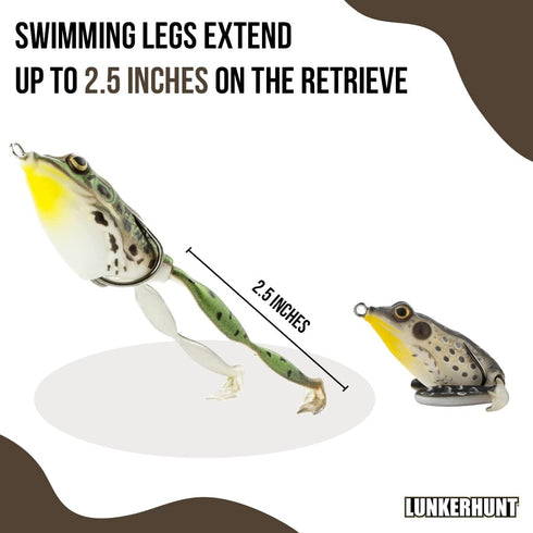 LUNKERHUNT Frog Lure for Bass Fishing | Pocket Frog Fishing Lure 1.75 Inch | Soft Hollow Body