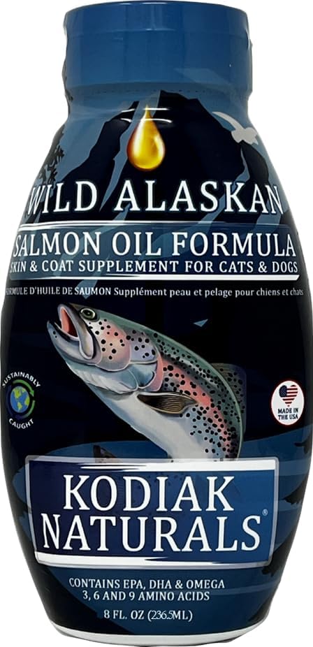 8oz Wild Alaskan Salmon Oil Formula for Dogs & Cats, Balanced Blend of Pure Fish Oils with EPA and DHA for Skin & Coat,