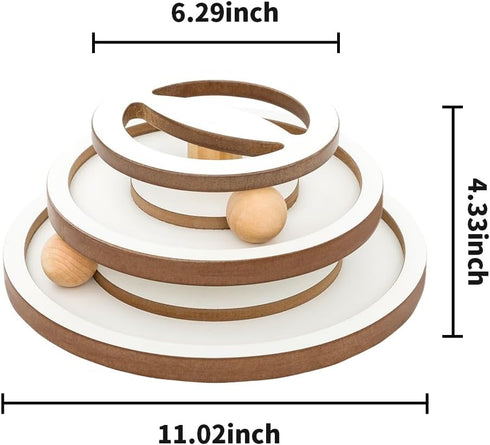 Lulu's world 11-Inch Interactive Cat Toys for Indoor Cats, Wooden Cat Ball Track with Puzzle Top, Anti-Tip Cat Tower