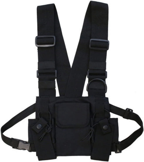 Multi-Pocket Chest Rig Bag, Utility Vest Chest Bag for Men, Hands-Free Radio Front Pack for Hiking