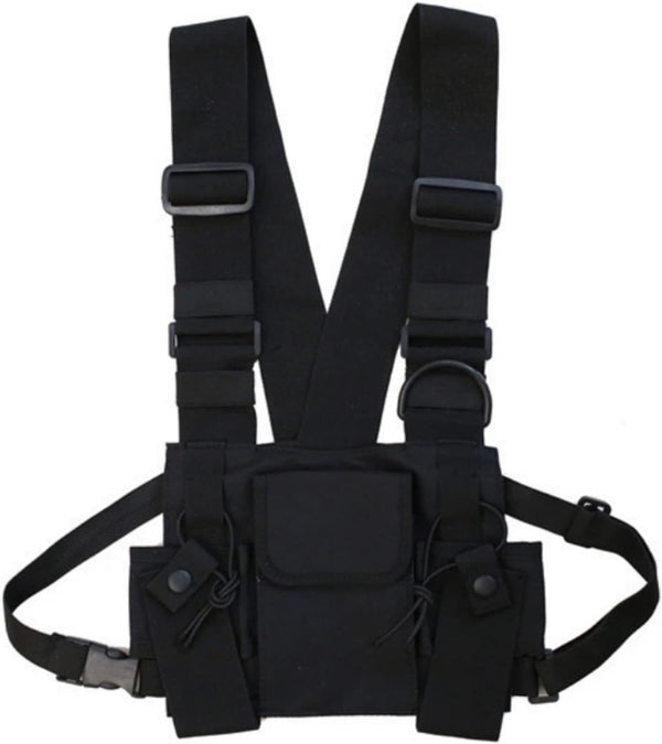 Multi-Pocket Chest Rig Bag, Utility Vest Chest Bag for Men, Hands-Free Radio Front Pack for Hiking