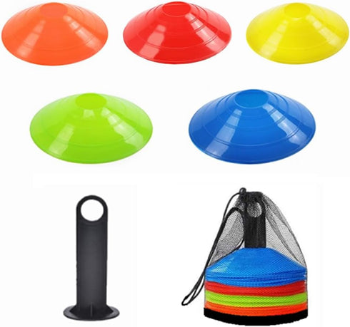 Soccer Cones (Set of 50), Agility Training Disc Cone with Carry Bag and Holder for Football Basketball Sports Field Cone Markers,