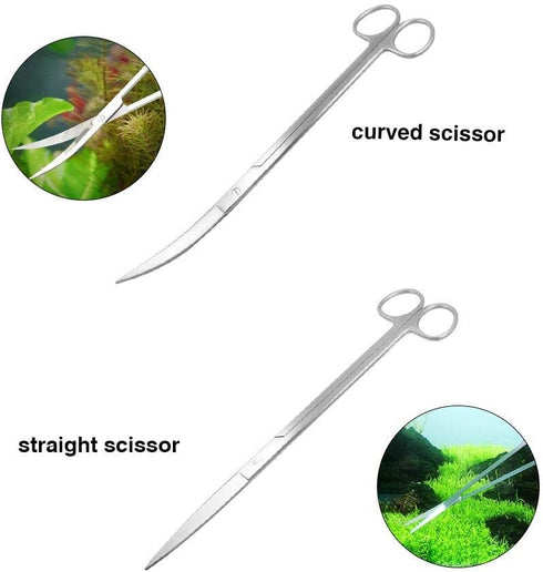 Aquascaping Tools 5 in 1 Kit, Stainless Steel Anti-Rust Aquarium Scissors, Tweezers, Spatula