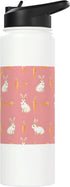 Patternado Studio Cute Bunny Carrot Soft Minimal Animal Spring Design Stainless Steel Insulated Water Bottle