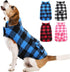 Kuoser Dog Winter Coat, Windproof Fleece Jacket, British Style Plaid Cold Weather Vest for Small Dogs