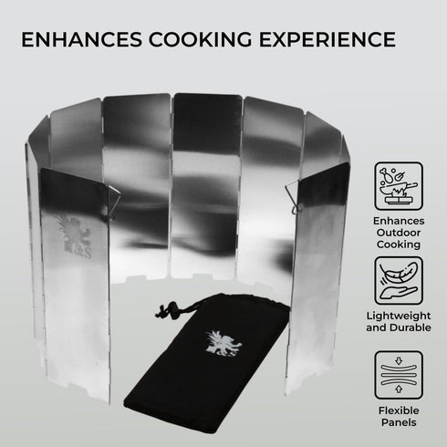 H&S Camping Stove Windscreen - 10 Aluminum Plates Folding Wind Shield with Carrying Case for Outdoor Camping Accessories