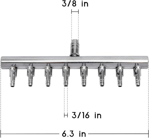 Pawfly 8-Way Aquarium Air Flow Control Lever Valve - Chromium Copper Distributor Fish Tank Splitter Pump Accessories