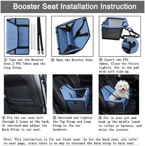Lyricalife Pet Car Seat, Sturdy Reinforced Structure, Shortened Leash with Metal Snap Hook, Loops for Seat Belt