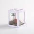 Small Mini Betta Fish Tank, Stackable Cube Tank with Decor and Ant Feeding Case (White)