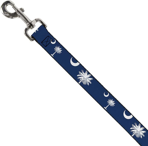 Dog Leash 4 Feet Long South Carolina Flags Scattered 1.0 Inch Wide