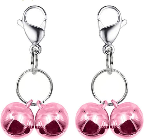 4 Sets Cat Bell for Dog Collar Charm, 2 Pack Stainless Steel Dog Tag Clips, 2 X-Small Pink