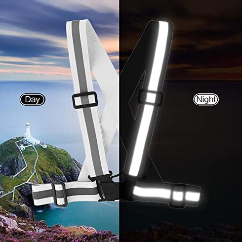 Running Reflective Vest Gear 3 Pack - Adjustable High Visibility Safety Belt Straps for Night Walking