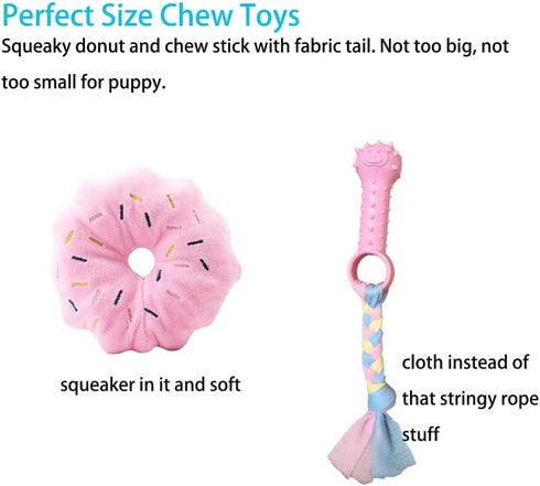 Large Goose Puppy Toys, Squeaky Crinkle Duck Dog Chew Toys for Small Medium Breeds, Puppy Teething Toys, Pink (4 Pack)