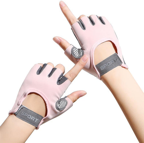 HinyBoeh Women's Workout-Gloves Fingerless-Breathable-Mesh-Gloves with Non-Slip Grip for Cycling Gym Fitness