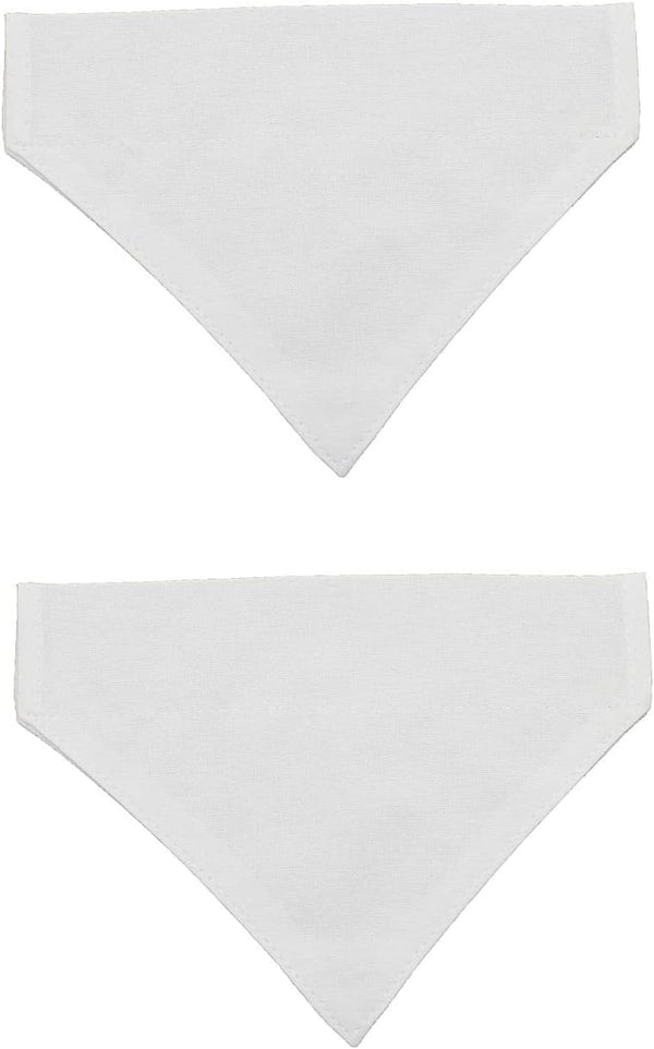 2 Pack Blank Dog Collar Bandana, White Cotton for Small Pets