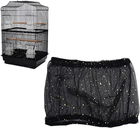 TJCGCKK 2 PCS Mesh Bird Cage Seed Catcher Cover, Birdcage Skirt Guard Mesh Netting Twinkle Star for Round Square Cage