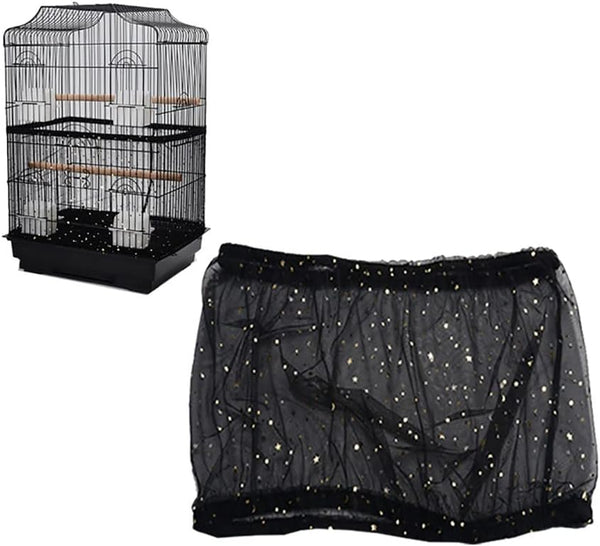 TJCGCKK 2 PCS Mesh Bird Cage Seed Catcher Cover, Birdcage Skirt Guard Mesh Netting Twinkle Star for Round Square Cage