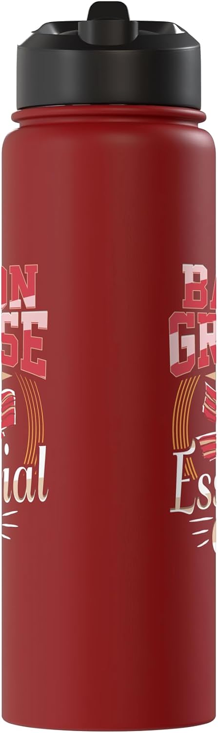 Bacon Lover Apparel Bacon Grease Is My Essential Oil Funny Foodie Stainless Steel Insulated Water Bottle