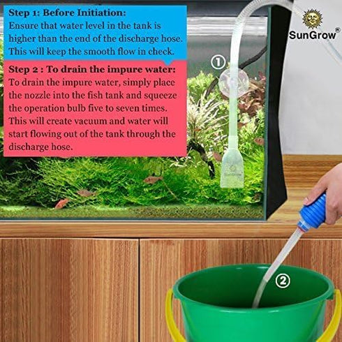 SunGrow Aquarium Fish Tank Gravel Cleaner Vacuum, Siphon Pump Aquarium Water Changer Tools Kit, 65-inches