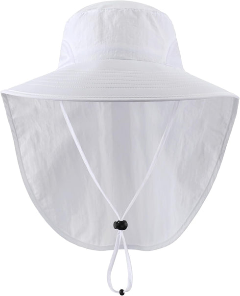 Home Prefer Outdoor UPF50+ Sun Hat, Wide Brim Mesh Fishing Hat with Neck Flap