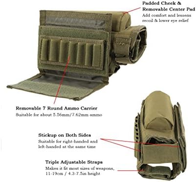 Rifle Buttstock Tactical Cheek Rest Pad with Ammo Pouch and 7 Shells Holder