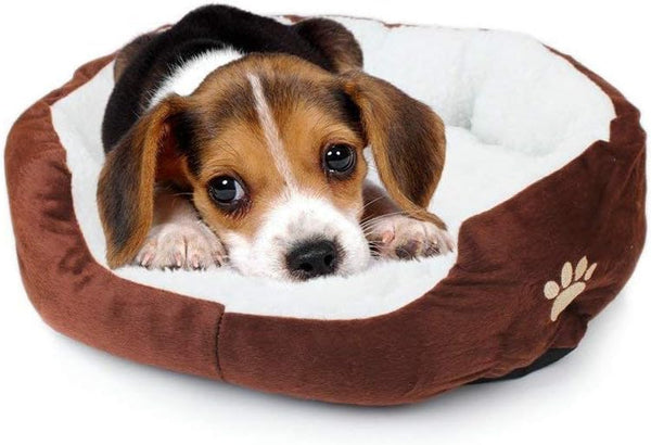 Cute Paw Print Comfortable Pets Dog Cats Nest Mat Pad - Soft Fleece Bed (Coffee)