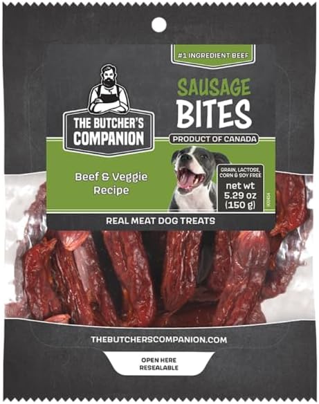 The Butcher's Companion Beef & Veggie Sausage Bites Dog Treats, 5.29 oz, Real Meat