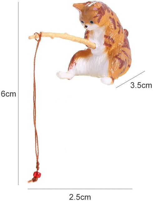 Mini Cute Cat Fishing Figurine, Aquarium Ornaments, Animal Statues for Home Decoration