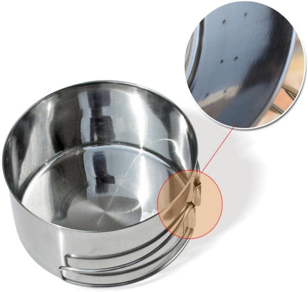 pistro Set 2 Backpacking Camping Pots and Pans Person, Stainless Steel Cookware with Foldable Handle, Portable Pot