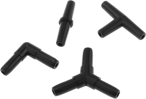 Aquarium Air Valve Connector 48PCS 4Type Black Plastic Air Valve Connectors Splitters for Fish Tank 3/16 Air Line Air Pump