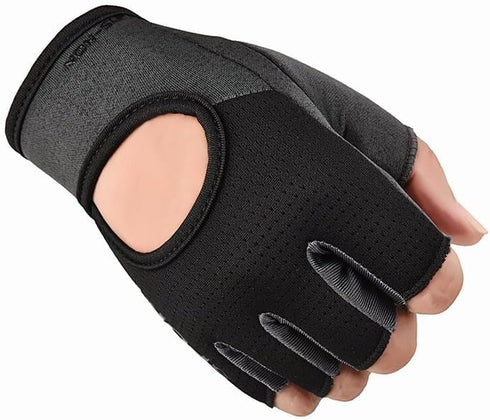 OVOY Fingerless Workout Gym Gloves for Men & Women - Anti-Slip Breathable Exercise Gloves for Training Cycling Sports