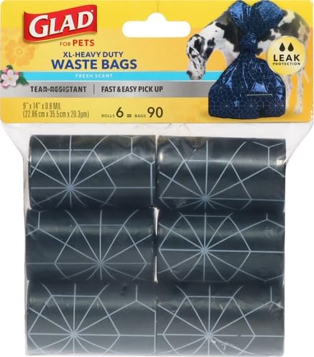 Glad for Pets Extra Large Tropical Breeze Scented Dog Waste Bags, 90 Count, Poop Bags for Dogs
