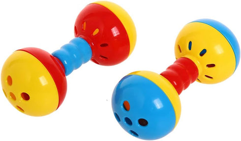 2 Pack QBLEEV Parakeets Conures Toys, Bird Rattles Bells Foot Toys, Enrichment Barbell Ball, Play Gym Activity Center