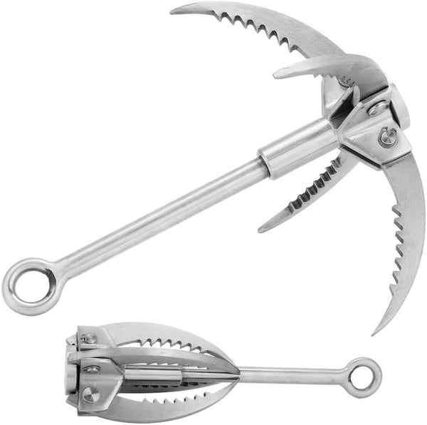 Folding Claw Hook, Multifunctional Stainless Steel Grappling Hook for Outdoor Camping, Hiking, Rock Climbing