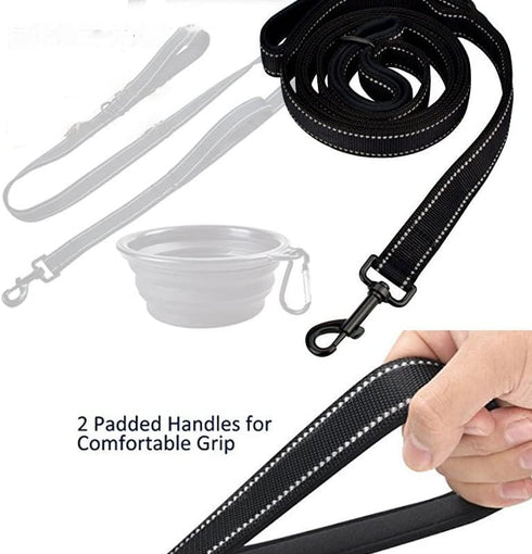 Dog Leash, Heavy Duty Double Handle, Reflective Training Lead for Large Breed Dogs, 5FT/6FT - Pink