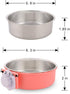 Large Crate Dog Bowl, Removable Stainless Steel Hanging Pet Bowl for Dogs, Cats, Puppies (Pink Orange)