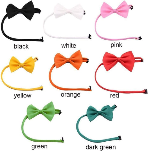 Orange Dog Bow Ties with Adjustable Collar, Solid Pet Neckties for Dogs and Cats, Grooming Bowtie Collars
