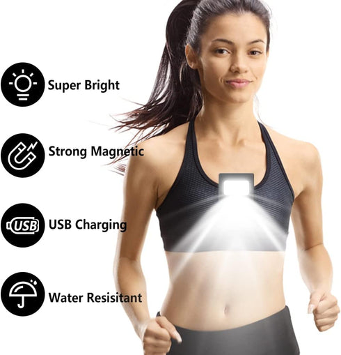 GOANDO Running Lights 2 Pack Safety Jogging LED Light for Runners and Joggers High Visibility Reflective Running Gear with USB Charging Line and Strong Magnetic Clip for Night Running Walking Hiking by GOANDO