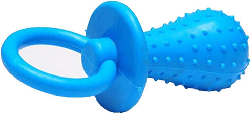 Junfamilee Blue Dserw Dog Pacifier Chew Toys, Mini Bite Resistant Bell Shape Rubber Pacifier Pet Puppy Molar Chew