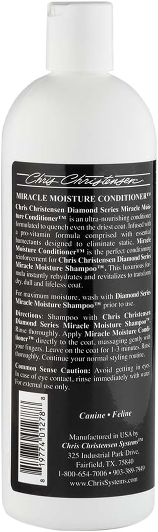 16 oz Chris Christensen Diamond Series Miracle Moisture Dog Conditioner, Groom Like a Professional, Pro-Vitamin
