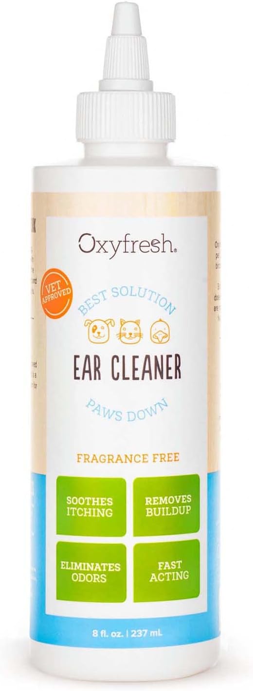 Oxyfresh Advanced Pet Ear Cleaner, 8oz, Best Dog Ear Cleaner Solution for Yeast, Wax, Dirt & Itchy Ear Canal