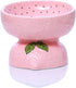Cat Food Bowl Whisker Friendly, Ceramic Raised Bowl for Indoor Cats, Extra Wide Tilted Dish in Pink